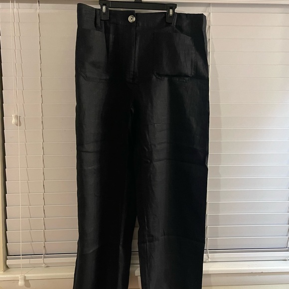 NWT!! Quince Black 100% European Linen patch pocket Pants - Picture 6 of 9